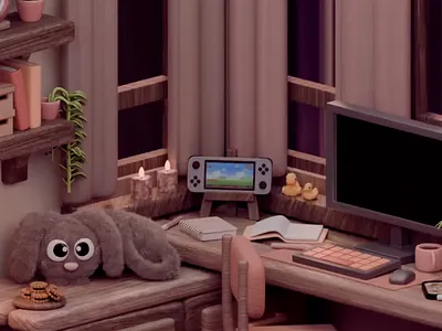 Warm & Cozy 3D Workspace Diorama 3d 3d abstract art 3d animation 3d art 3d art work 3d design animation comfort cozy cozy home cozy vibes dreamyworkspace home interior interior design micro living miniature modern soft tones workspace workspace interior