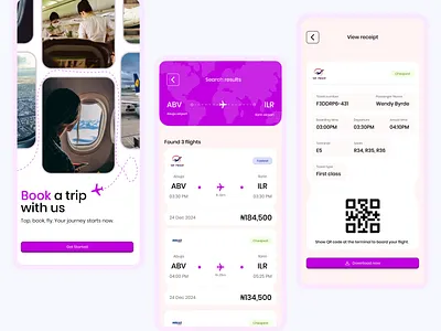 Flight booking app animation branding graphic design motion graphics ui