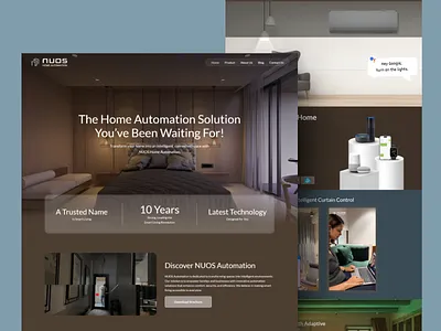 NUOS - Smart Home Automation Website UI/UX 3dui architecturetech cleanui darkmodeui designsystem digitalexperience interactiondesign iotdesign minimaldesign moderninterface nuosdesign productshowcase responsivedesign smarthomedesign smartliving techwebsite userexperience uxforiot uxuidesign webdesign