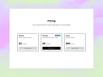 Pricing Plan app pricing design landing page plans price pricing pricing page pricing plan pricing web page ui web page