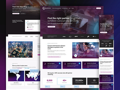 Accelerance - Homepage accessibility blue branding clean global impactful industry overlay people photography professional purple responsive simple software sophisticated texture ui ux website