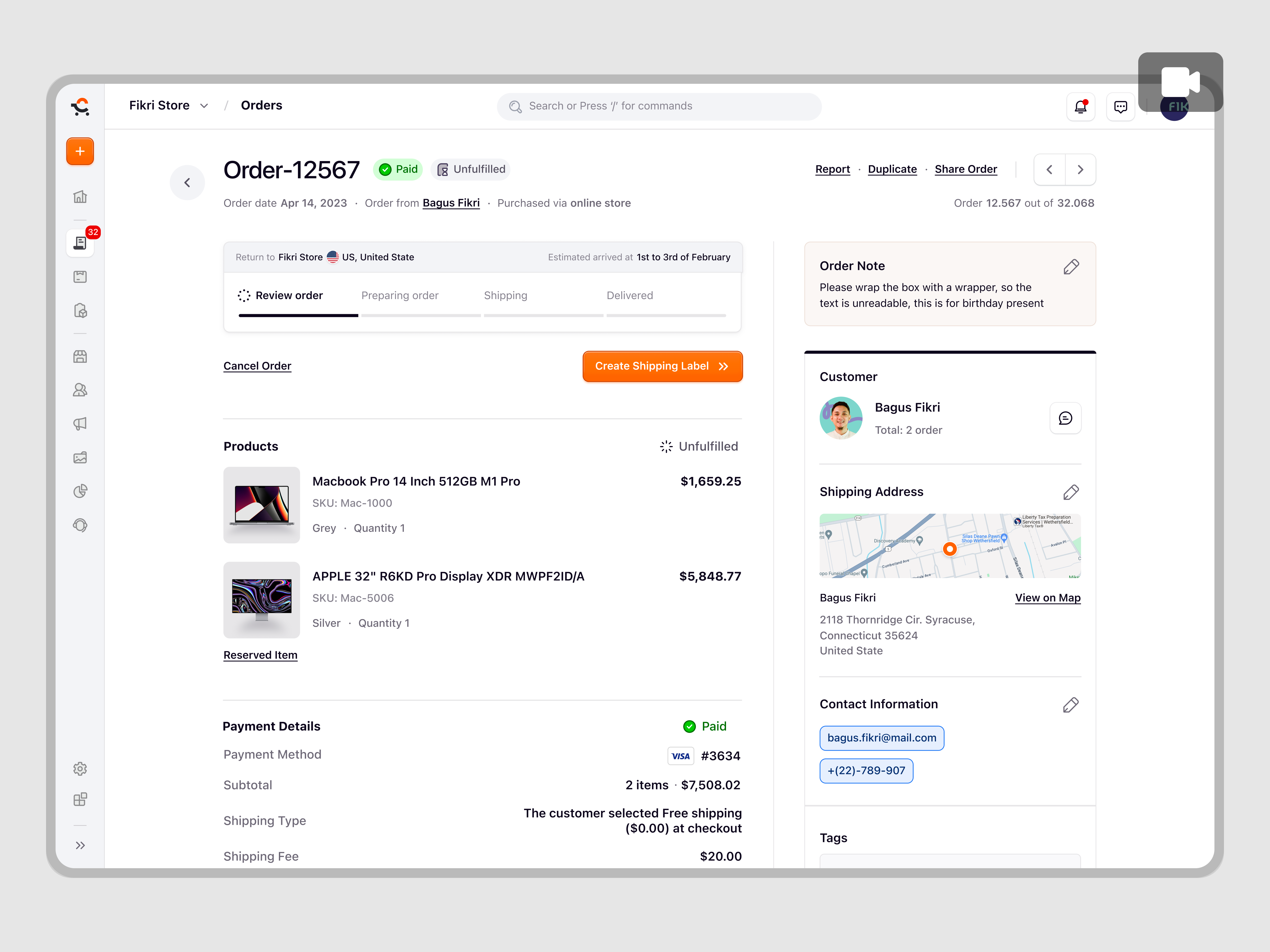 Ecomiq – SaaS E-commerce: From Reservation to Fulfillment animation crm design interaction e commerce fulfill item online shop order details order management product design product details saas saas design shipping label ui ux web app web builder web design