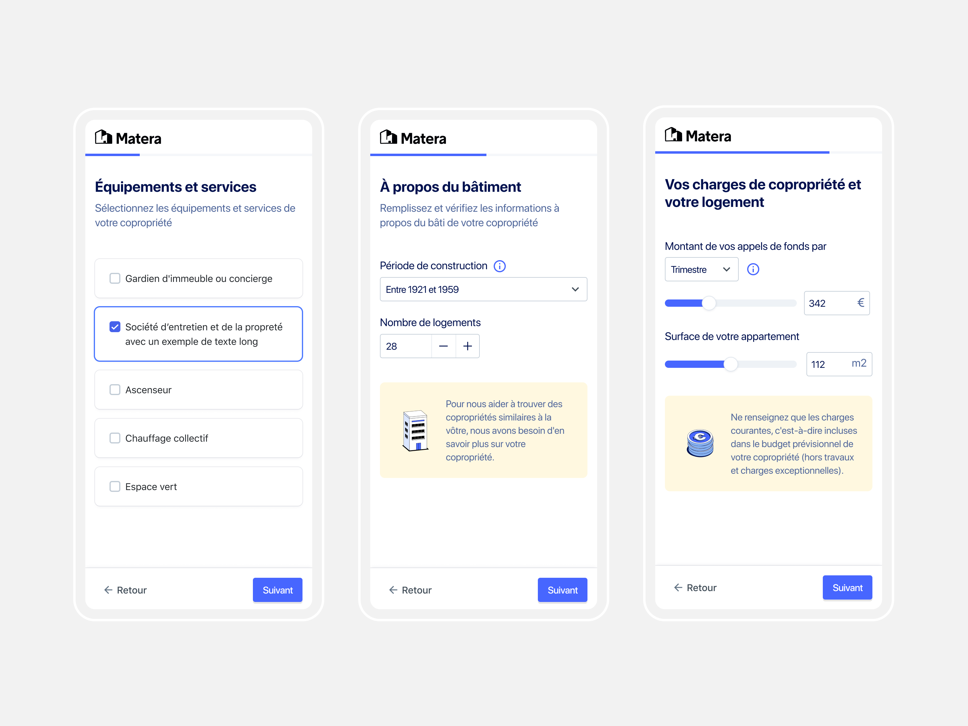 Charges comparator branding form mobile ui