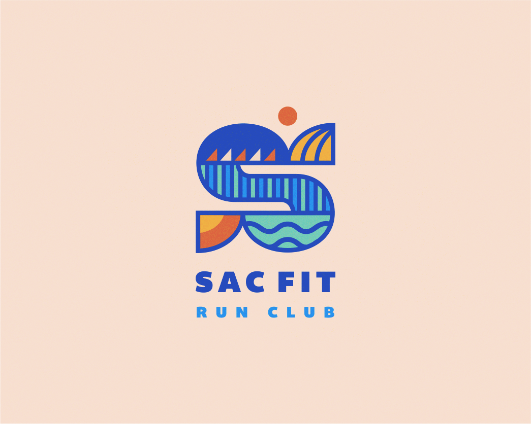 SAC FIT - RUN CLUB branding brassai club fit geometric logo nature run running s sun water
