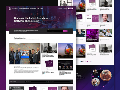 Accelerance - Insights landing page black blog blue cards design form impactful insights landing page newsletter overlay photography purple sign up signup texture ui ux video white