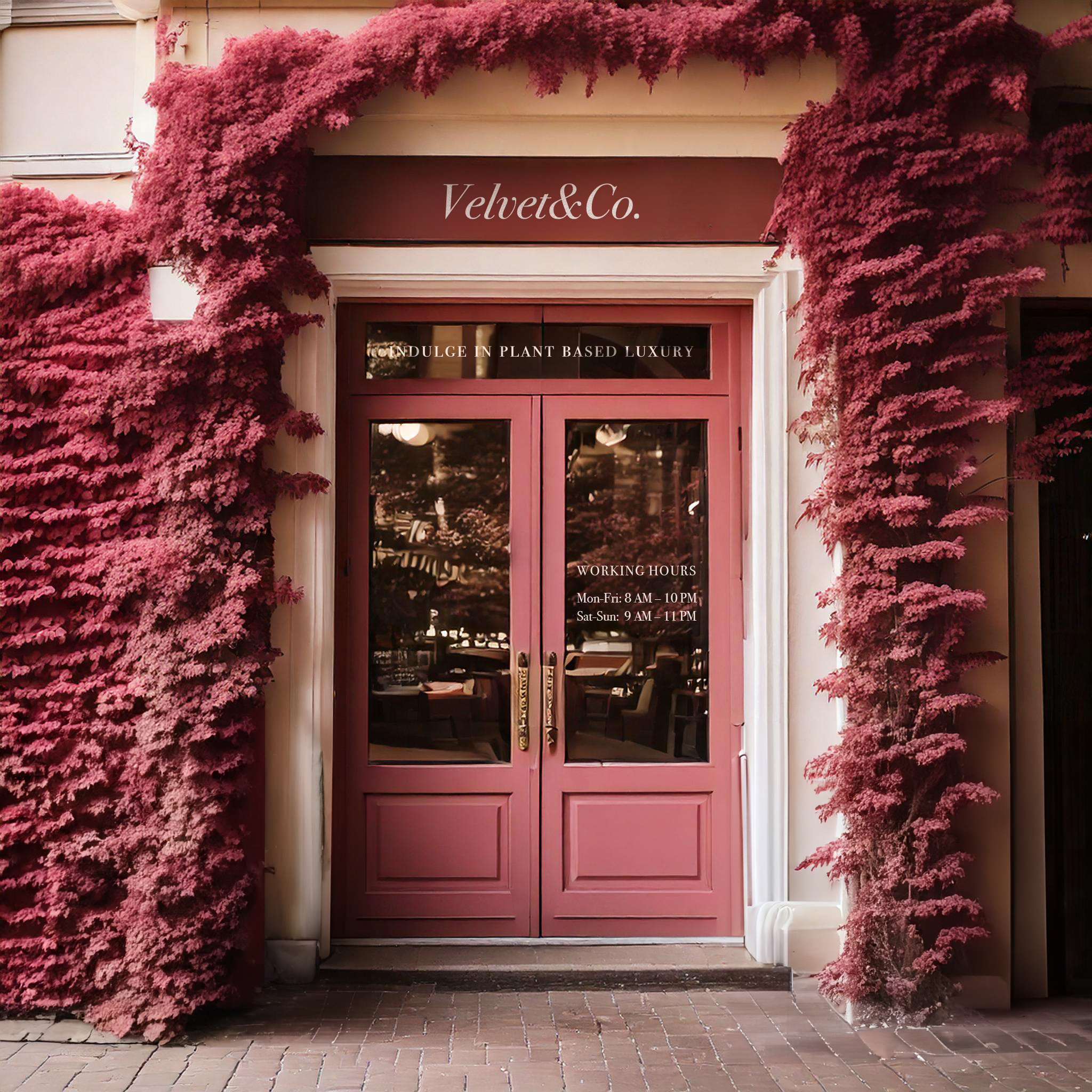 Velvet&Co. branding for a plant based luxury restaurant adobe illustrator adobe photoshop branding design graphic design logo luxury menu plant based restaurant vector vege vegetarian velvet