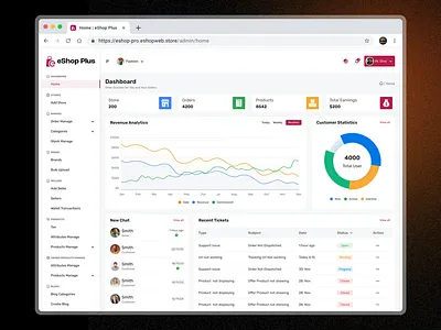 eShop Plus ecommerce Dashboard adminpanel dashboardui design ecommerce ecommercedesign ui wrteamdesign