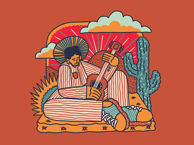 Southwest Picker branding cactus country desert design graphic design guitar illustration latino logo music musician southwest