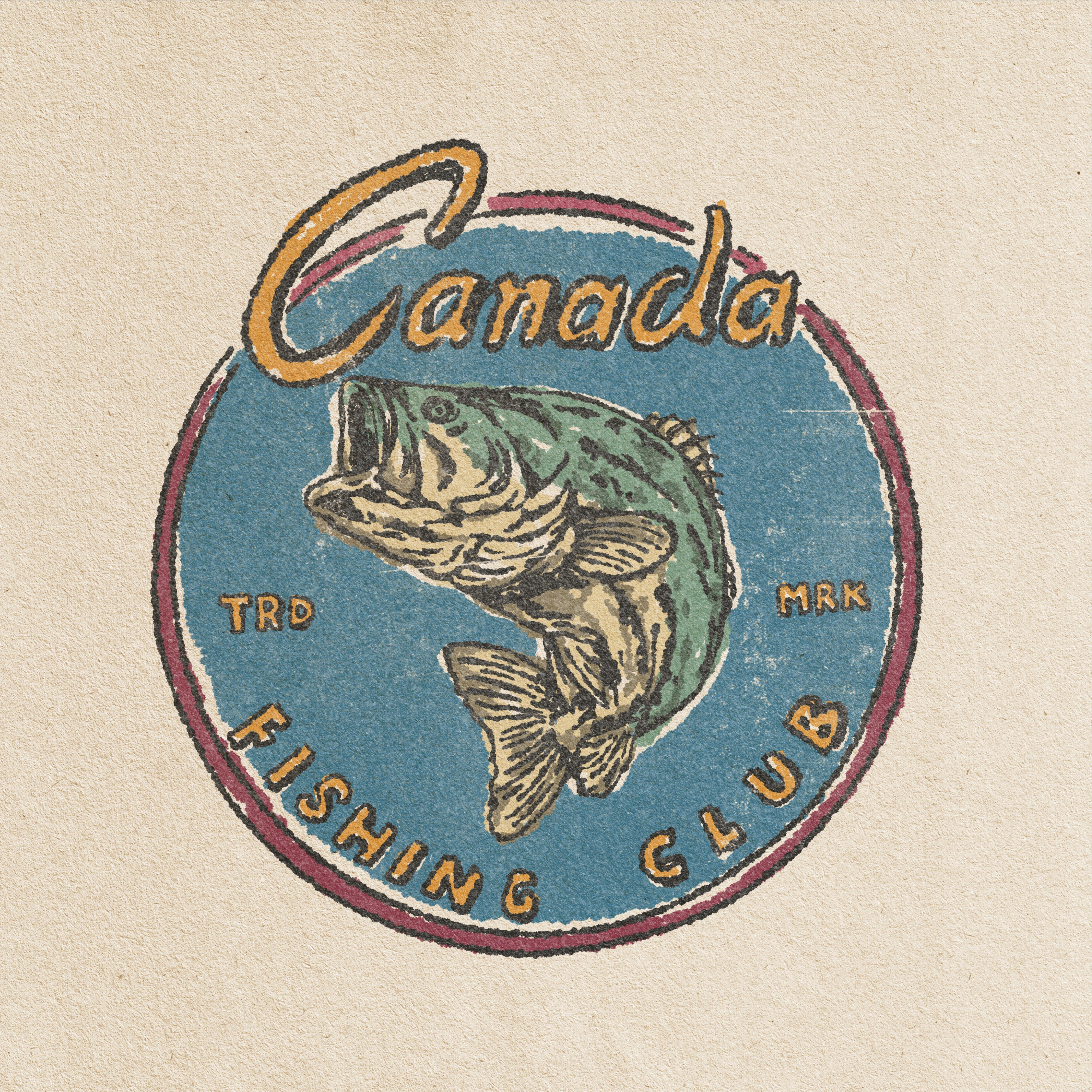 CANADA FISHING CLUB badge branding design for sale drawing handrawn logo mascot vintage illustration vintage mascot