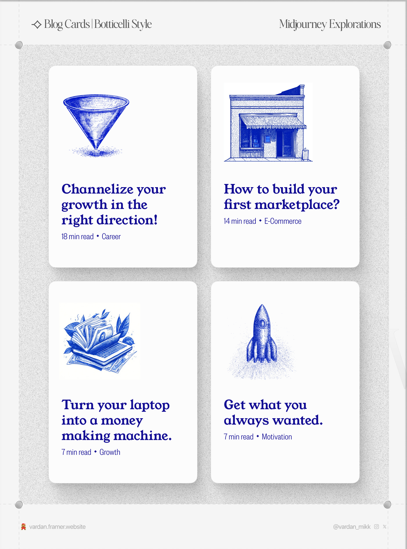 ⟢ Blog Cards | Botticelli style