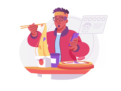 5 Star Food Delivery Service 5 stars food delivery service animation art character character illustration chinese food delivery delivery service digital art food graphic illustration illustration art illustration for web illustrator meal noodle pizza restaurant service