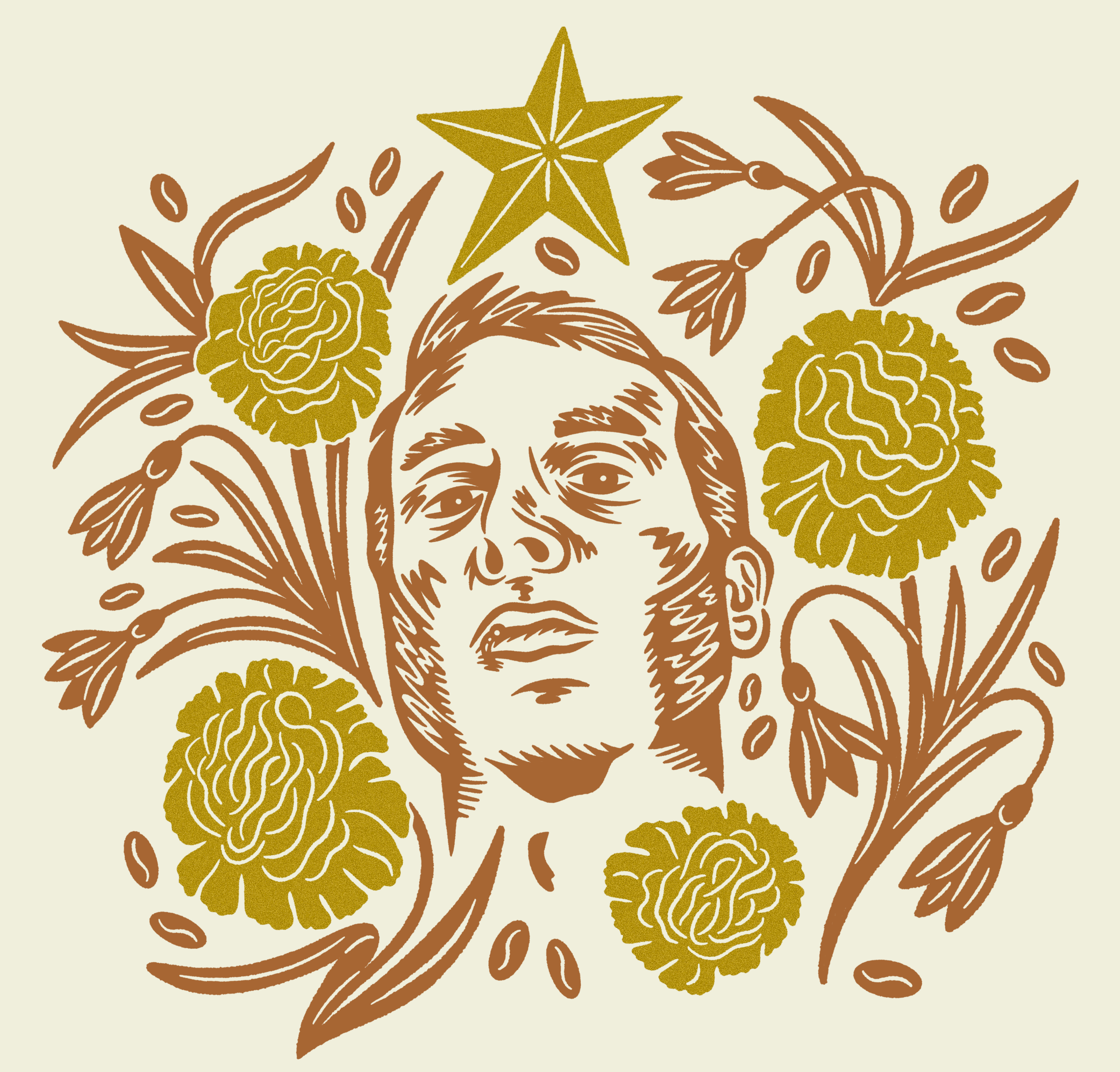 Portrait in Carnations & Coffee Beans bean birthday carnation coffee flower january portrait poster print screen