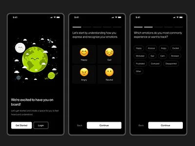 Mobile App Onboarding app branding dark design mobile app mobile ui ui ux wellness
