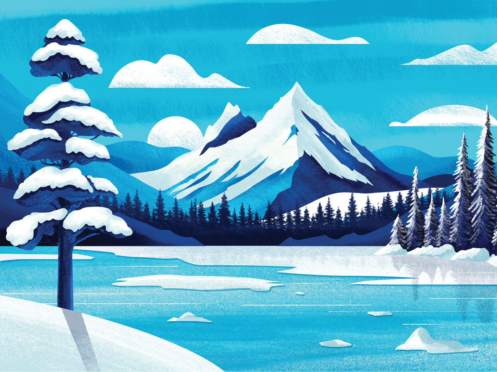 Example of Digital Textured Landscape Illustration