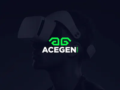 Brand mark for "Acegen" a ag ar branding g glasses letter mark logo logo design modern visual vr