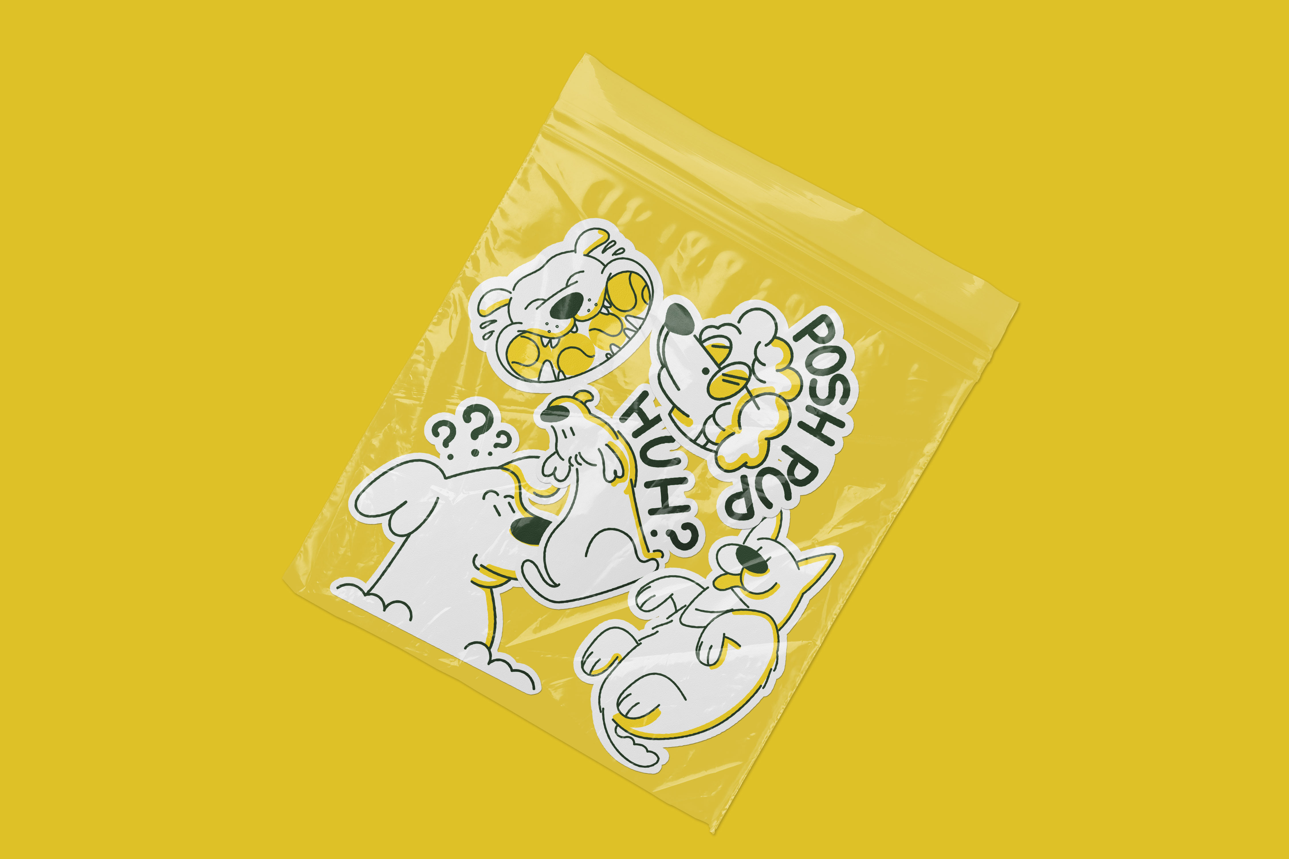 Sticker Pack animation branding design dog funny graphic design icon illustration line minimal pack pup puppy retro simple sticker ui