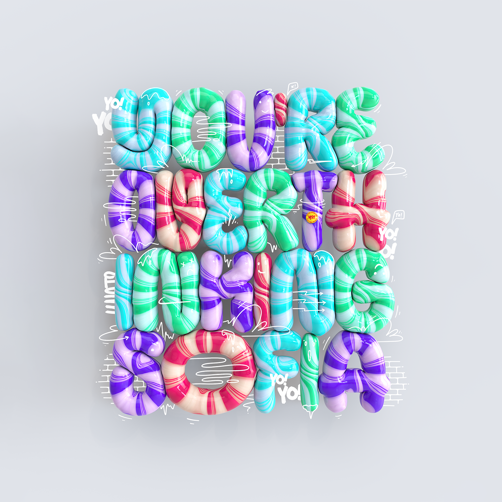 You're overthinking Sofia 3d 3d typography branding brush bubble type calligraphy illustration lettering logo poster procreate type typography