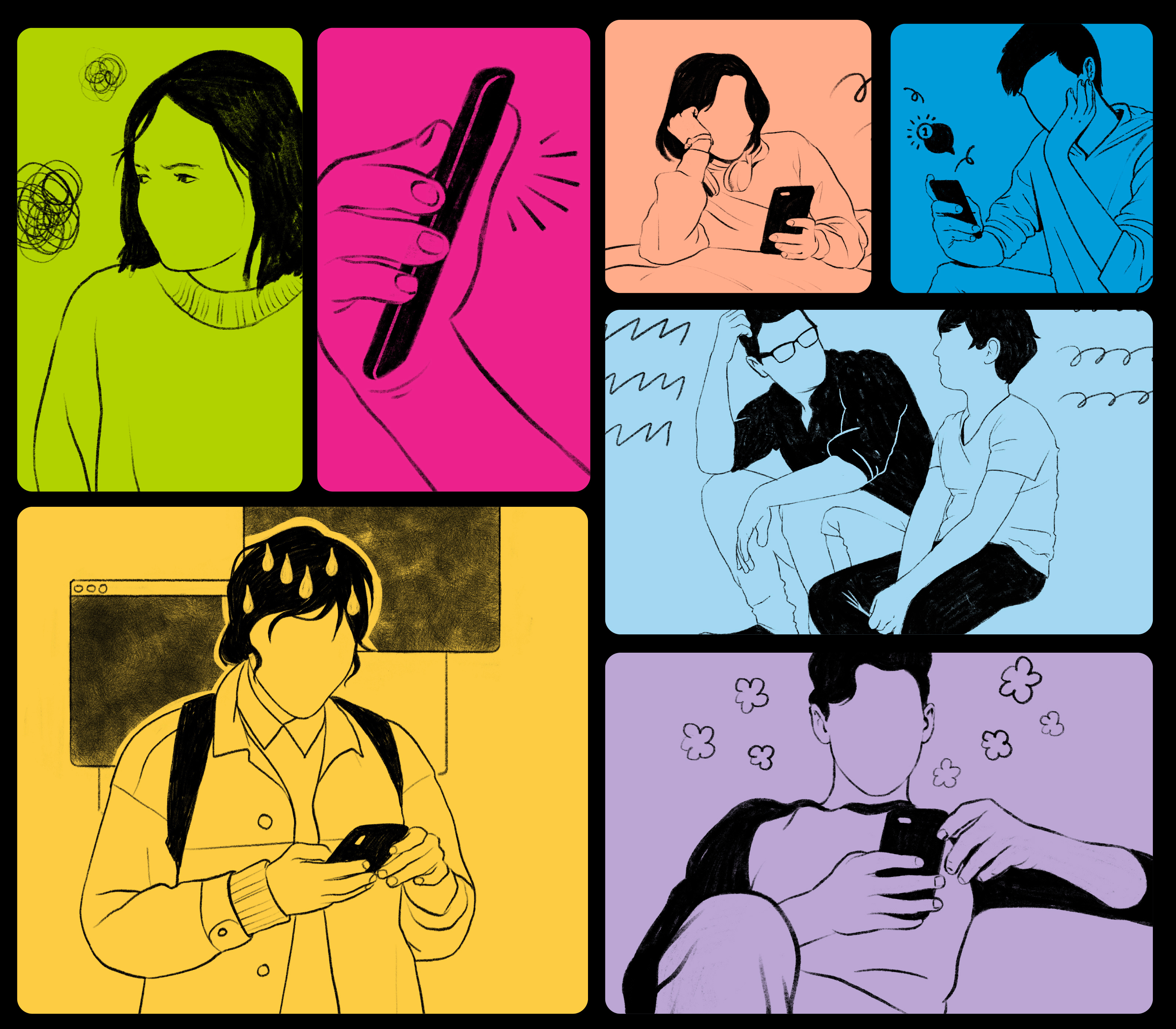 Illustrations to keep children safe from online threats character colours illustration pencil safety texture