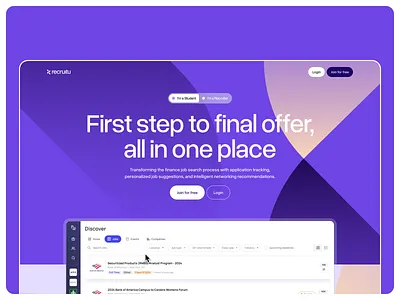 RecruitU clean design landing page minimal modern ui ui ux ui website website