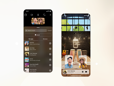 Co-Listen in Ambient Spaces app design instagram ios mobile music social ui ux video call