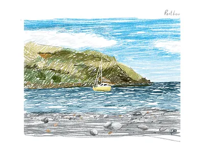 Illustration in procreate with pencil art artistic design draw drawing graphic illustration illustrator landscape nature pencil sea spain