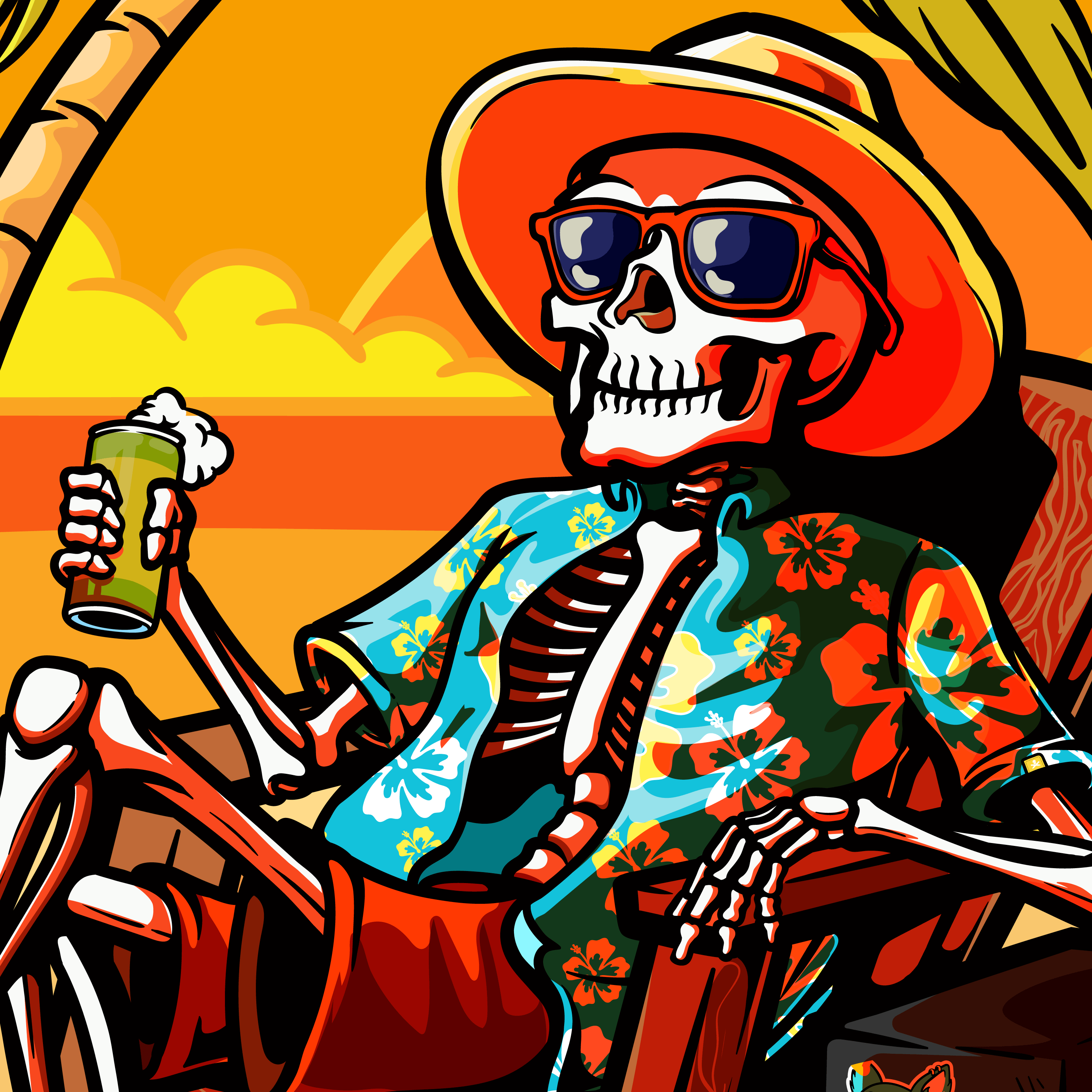 Skull illustration Summer is here adobeillustrator character characterdesign graphic design illustration skull summer tshirt vector