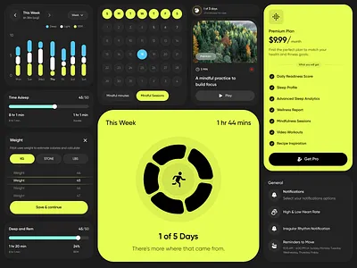 Fitbit - Fitness App Components activity track calander chart component fitness app fitness tracker gym aoo mobile app pro membership traning ui workout tracker