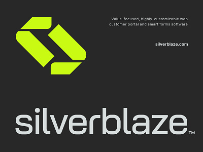 SLVBLZ Logo abstract blaze branding customer fold form innovation logo monogram portal silver smart software symbol tech web