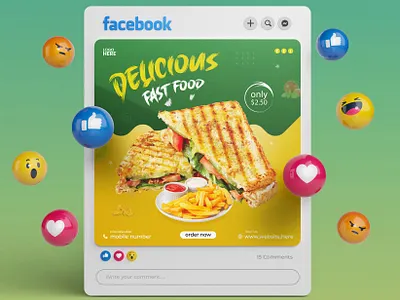 DELICIOUS FAST-FOOD SOCIAL MEDIA POST ads advertisement banner email design facebook post fast food fast food design food design food menu food social media post instagram post markerting meal post design roll up seo snack social media design social media post