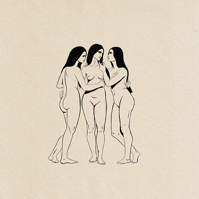 3 Muses digitalillustration drawing figure drawing illustration line art line work vector