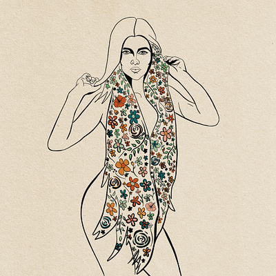 Flower Hair feminine figure drawing floral flowers illustration pattern portrait woman