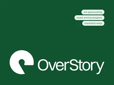 Overstory agency anti greenwashing award winning designers branding design green start up lockup logo design logo icon logo mark mission driven brands overstory start up wordmark