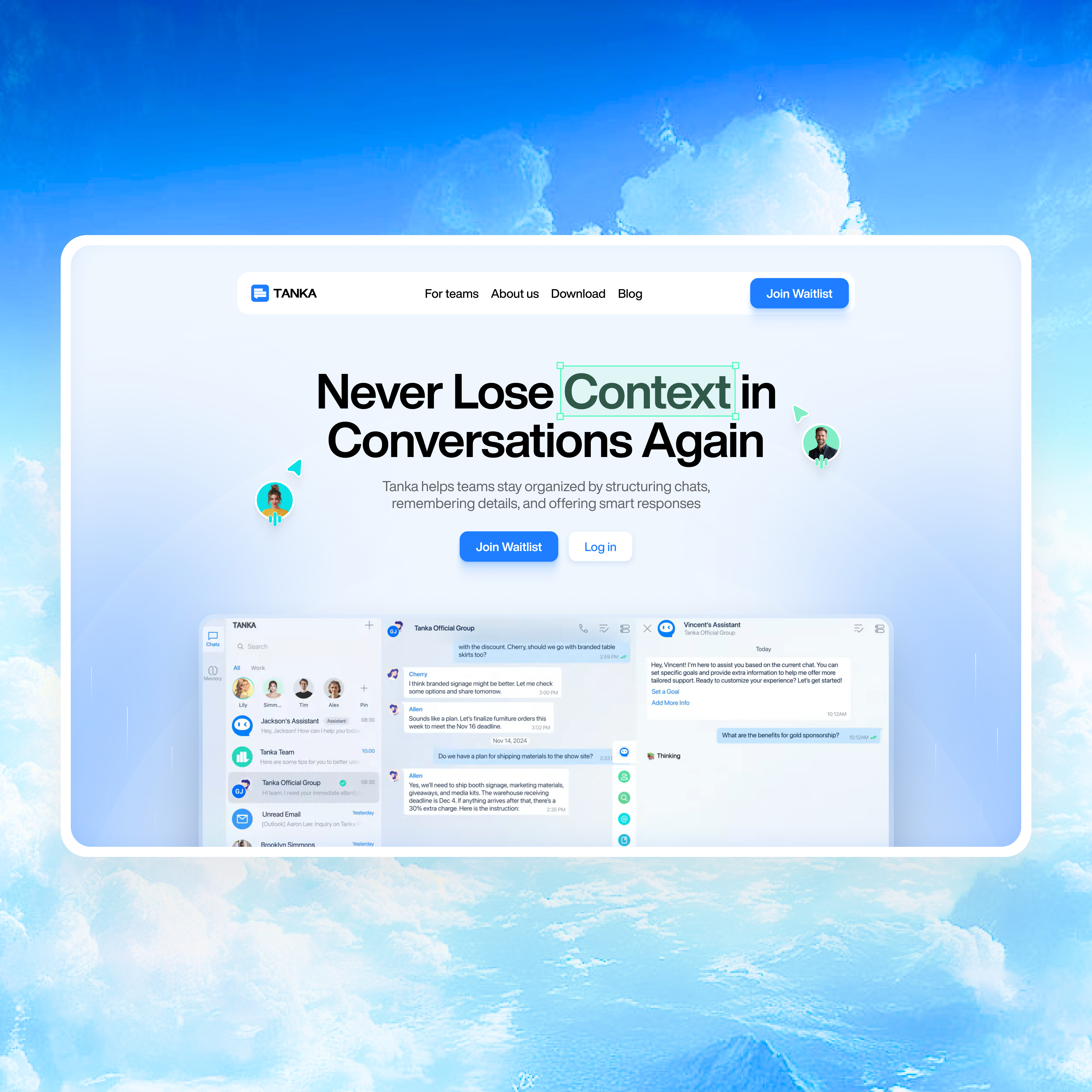 Hero Section | Tanka 💙 blue cta hero hero section landing page landing page design messenger sky ui uiux web design