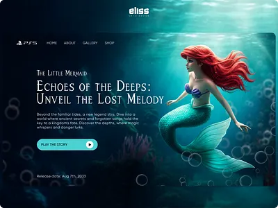 Echoes of the Deeps: PS5 Game Concept - Mermaid's Odyssey 🧜🏻‍♀ design figma graphic design ui ui design ux design ux ui design webdesign