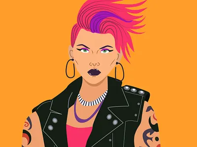 Woman in punk style graphic design vector
