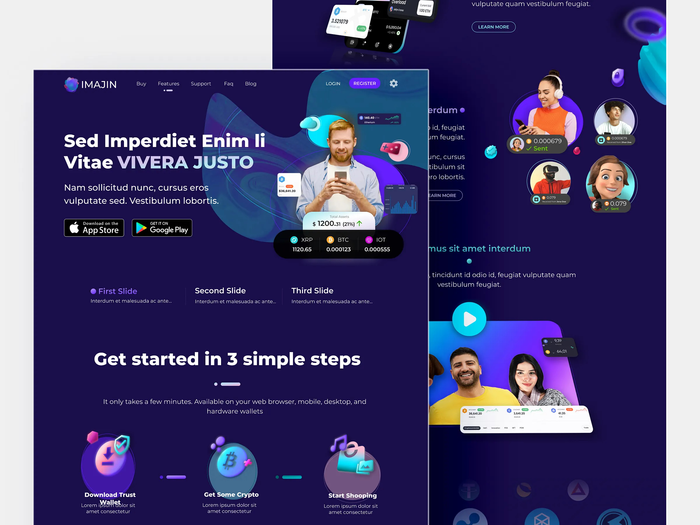 Crypto Wallet Landing Page – Client Project interface product service startup ui ux web