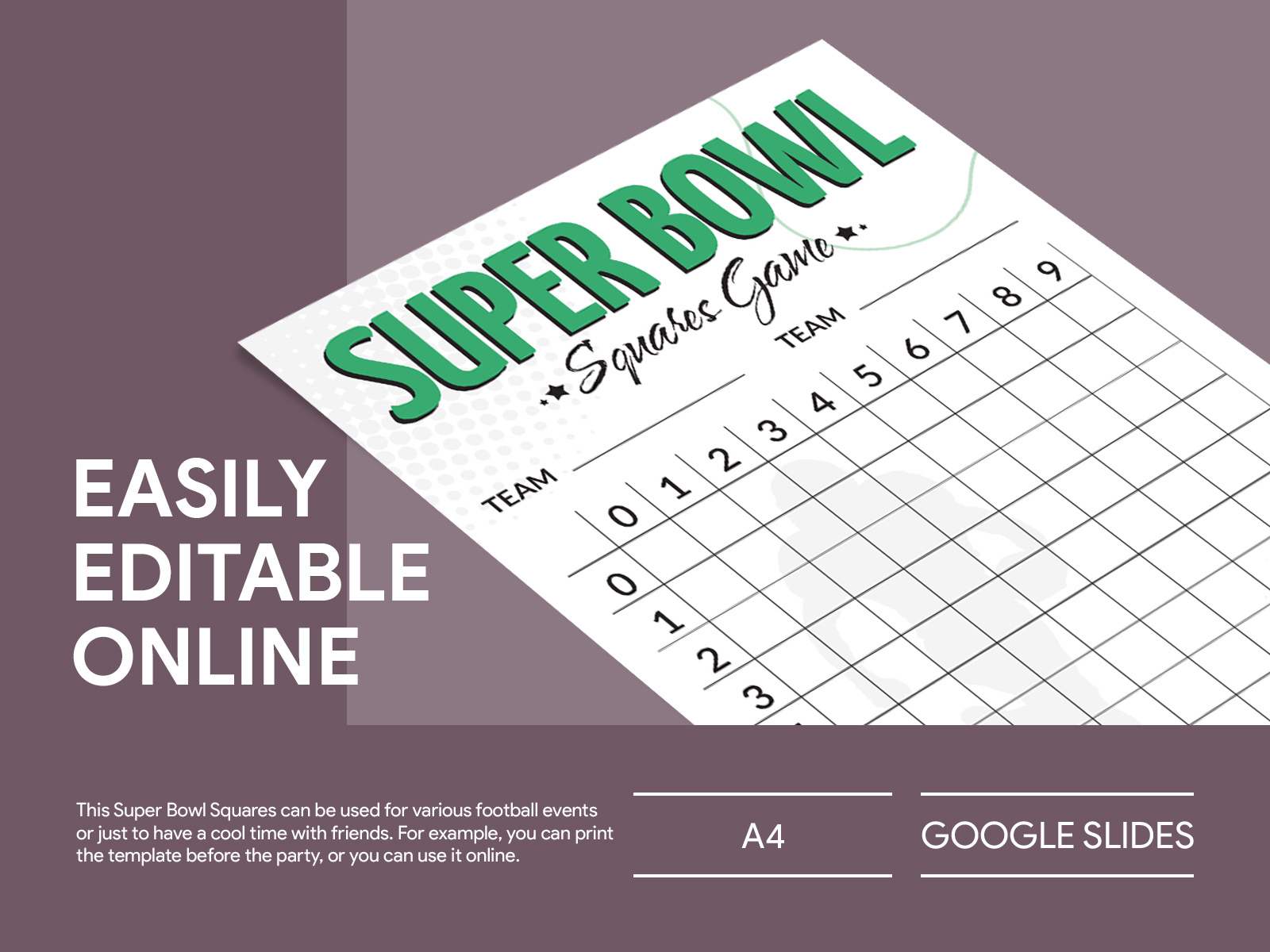 Super Bowl Betting Squares Free Google Docs Template by Free Google