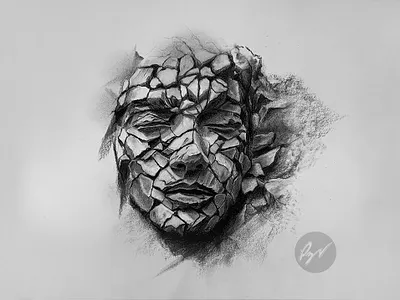 Emerging from Ruins | Charcoal drawing art arte charcoal desenho dibujo drawing surreal