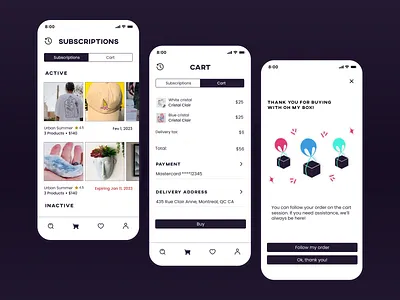 Subscriptions and Cart app branding cart design logo ui
