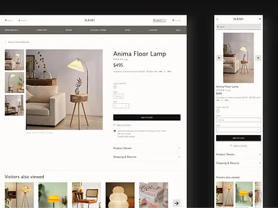 NAMI / ecommerce / Web and Mobile / Product Page austin cart e commerce e commerce design ecommerce mobile ui online store onlineshop product design product page shop shopify texas ui ui ux ux web web design website woocommerce