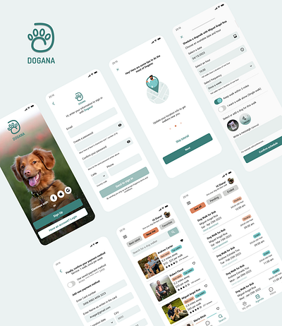 Dogana - The Dog walking App app design dog walking product design ui ux