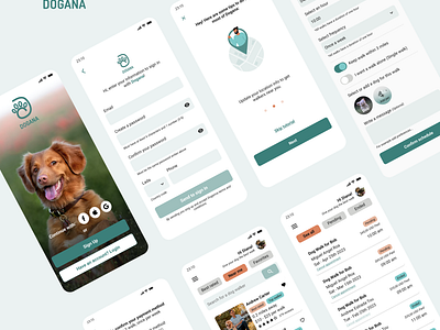 Dogana - The Dog walking App app design dog walking product design ui ux