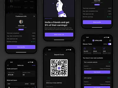 Vuravibe - Micro-tasking App UI Design app design crypto app ui wallet design