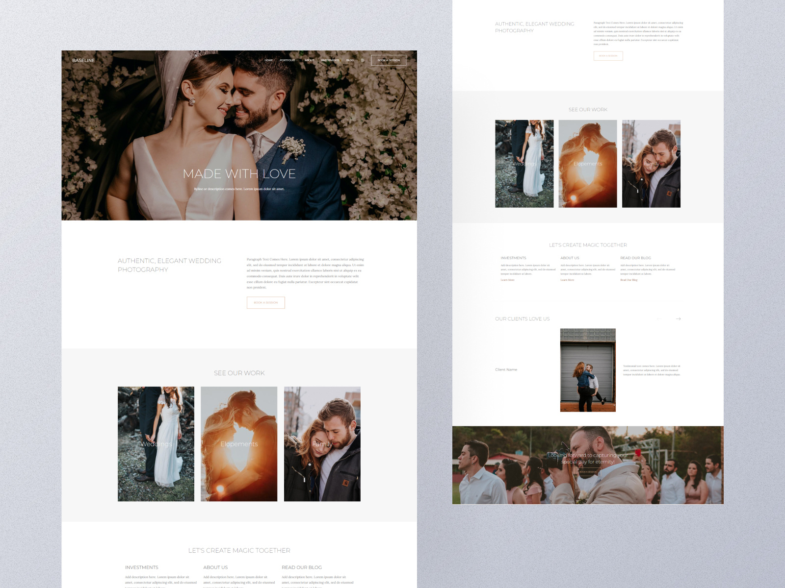 Baseline - A Wedding Photography Template by Pixpa on Dribbble