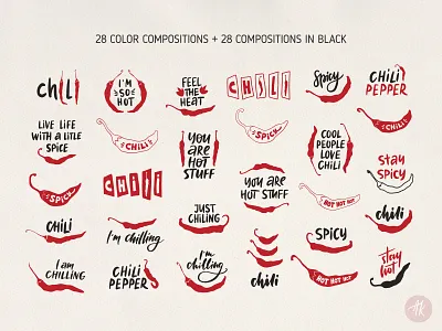 Chili Pepper Lettering Quotes chile chili chilly design hand drawn hot illustration papper paprika red spicy vector