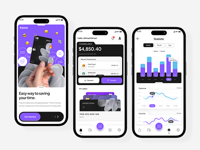 Fraone - Credit Card Mobile App branding clean credit card app design e wallet finance fintech app graphic design mobile mobile app modern payment product saas saving send money trending ui uiux ux