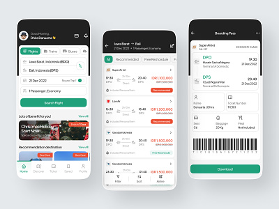 Ticket Mobile App airlines app boarding pass booking design green home light mode mobile plane ticket ticket app ticketing trending ui ui design uiux vacation