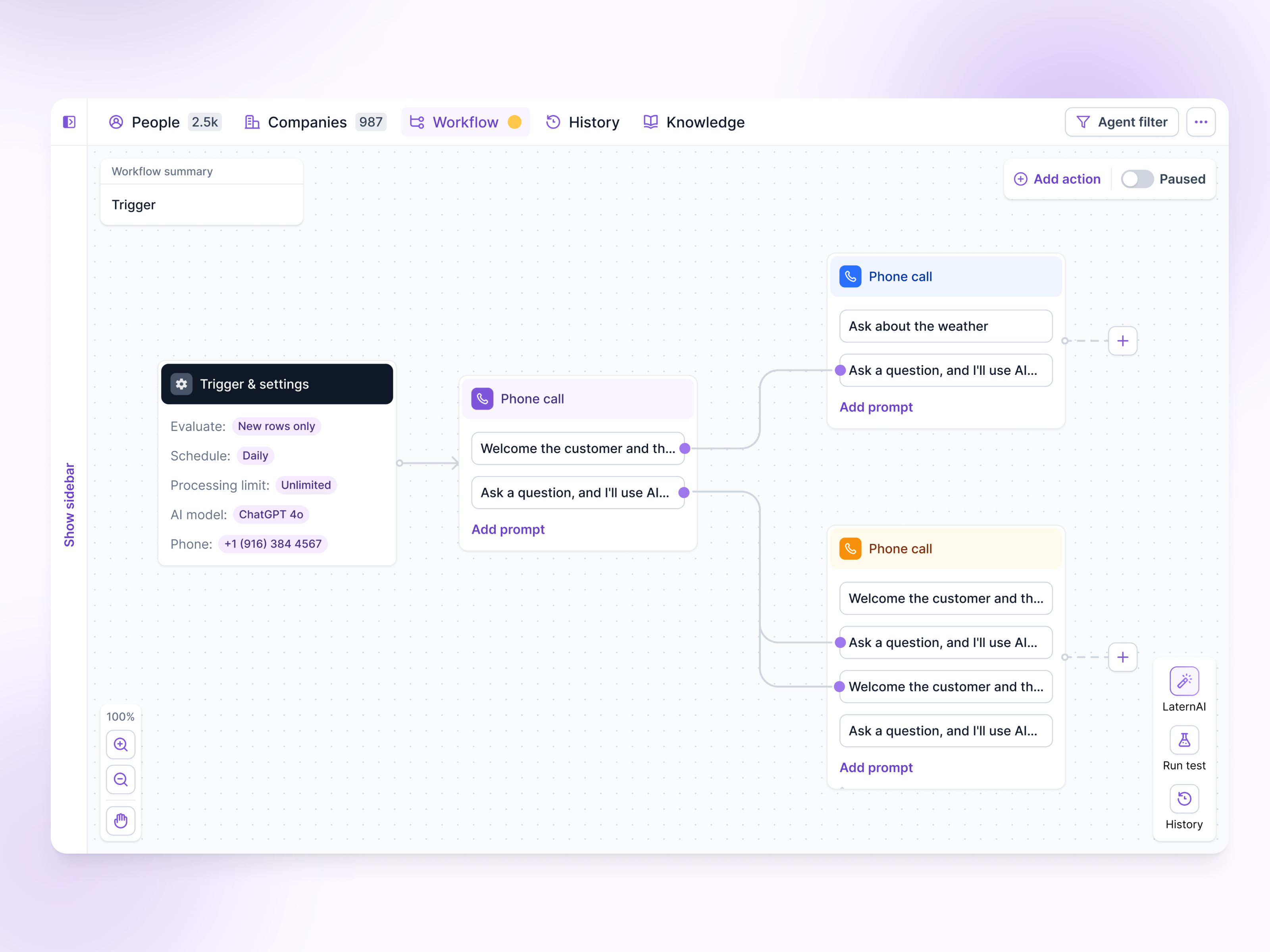 Workflow: Phone call action ai artificial intelligence attio automation branch chat gpt crm phone call phone call automation phone call workflow robocall robocalling salesforce sdr step by step trigger vapi workflow zapier