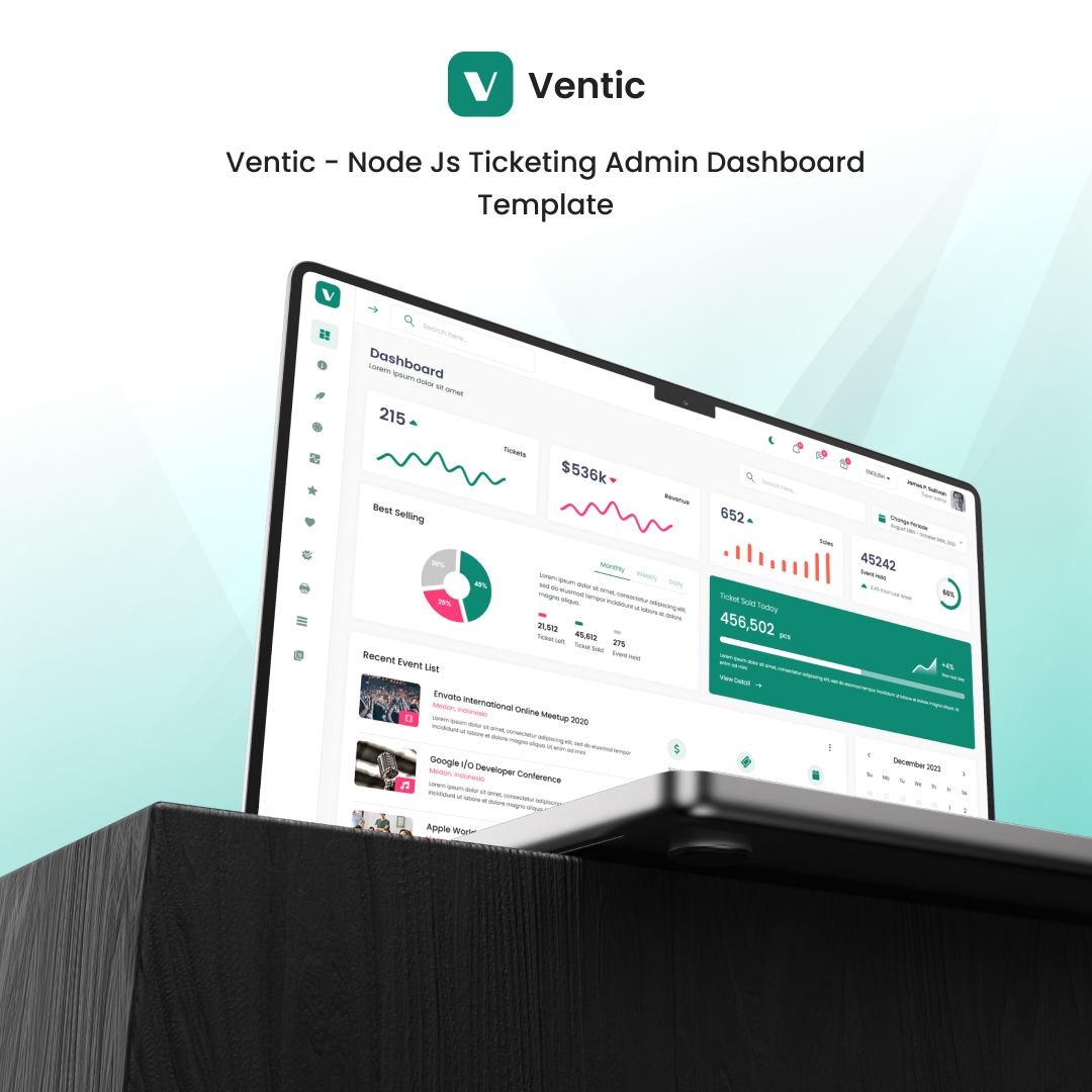 Ventic - Node Js Ticketing Admin Dashboard Template branding creative design illustration logo product design template ui uiux website