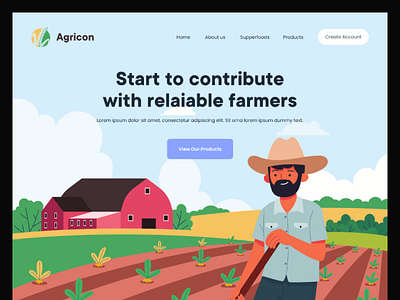 Agriculture Website Creative Header agriculture branding crop design farmer graphic design header homepage illustration landing page logo ui website